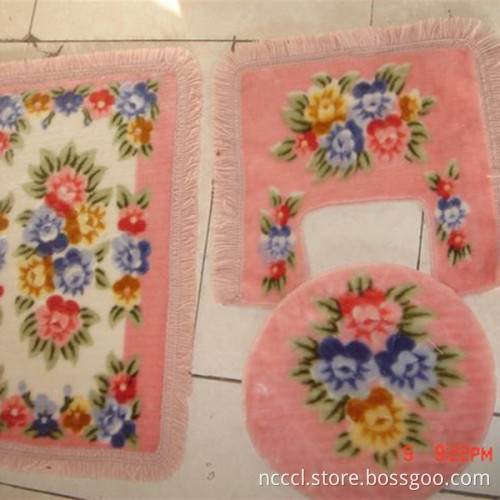 new design velour anti-slip bath mat 3 pieces rubber backed bath mats